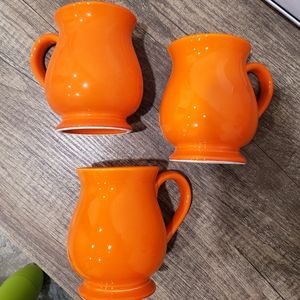 Set of 3 Vintage 70's Orange Ceramic Mugs